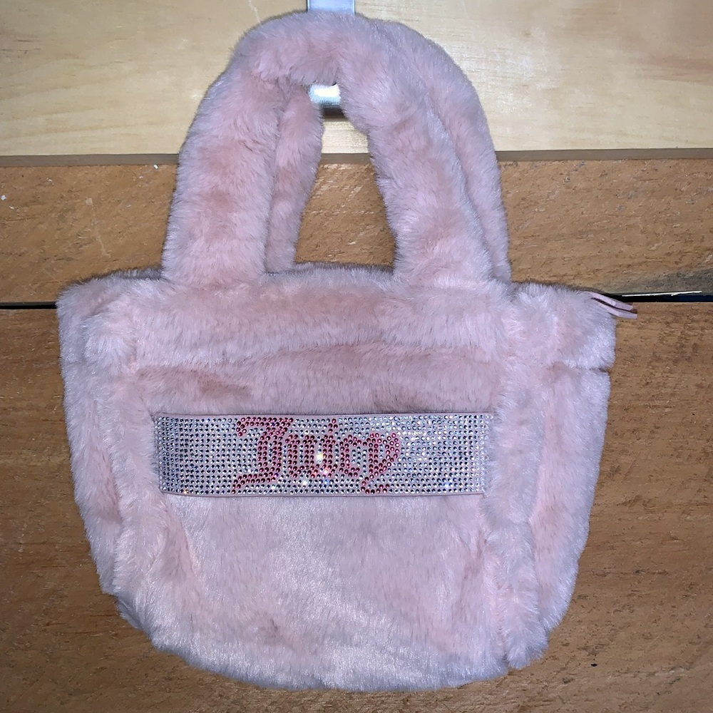 Juicy Couture Pink Faux Fur Tote Bag Dusty Blush Mini